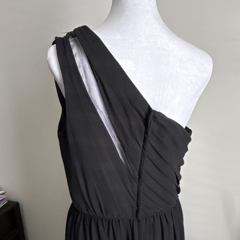 Alfred Angelo Black Chiffon One Shoulder Bridesmaid Dress Size 12 Regular - Picture 6 of 9